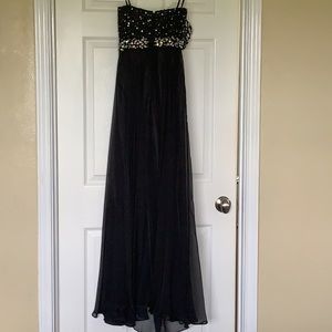 Black strapless prom dress with beading size 4